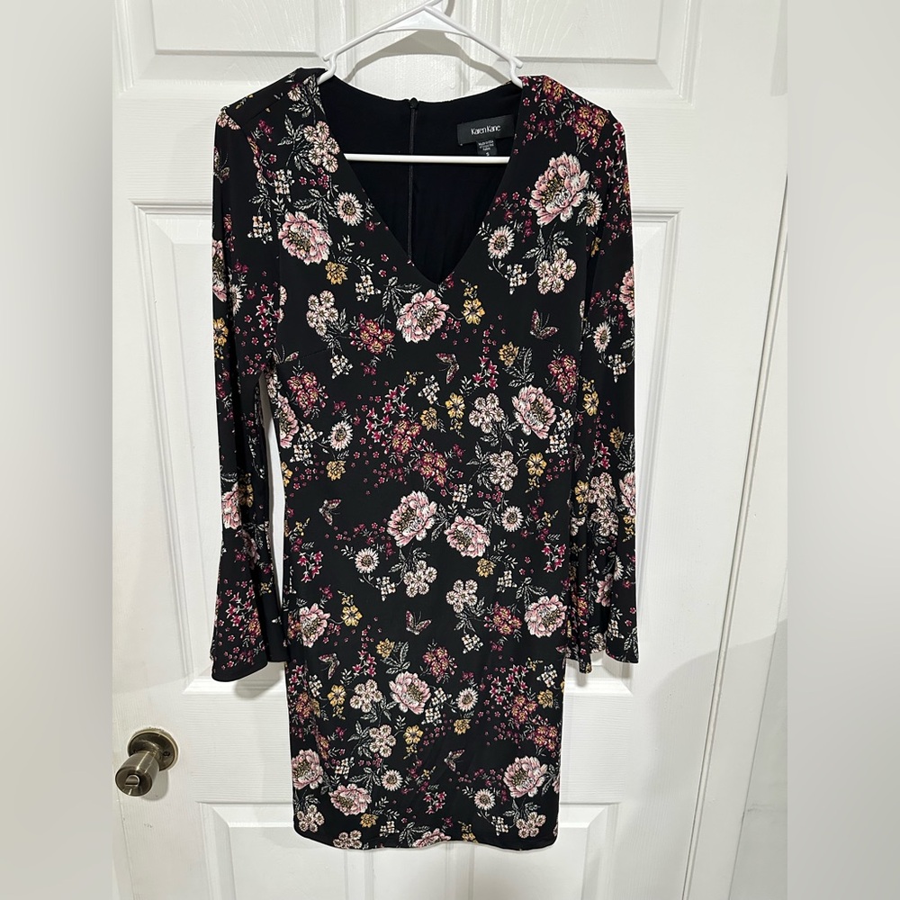 Karen Kane Black Floral Long Sleeve Dress